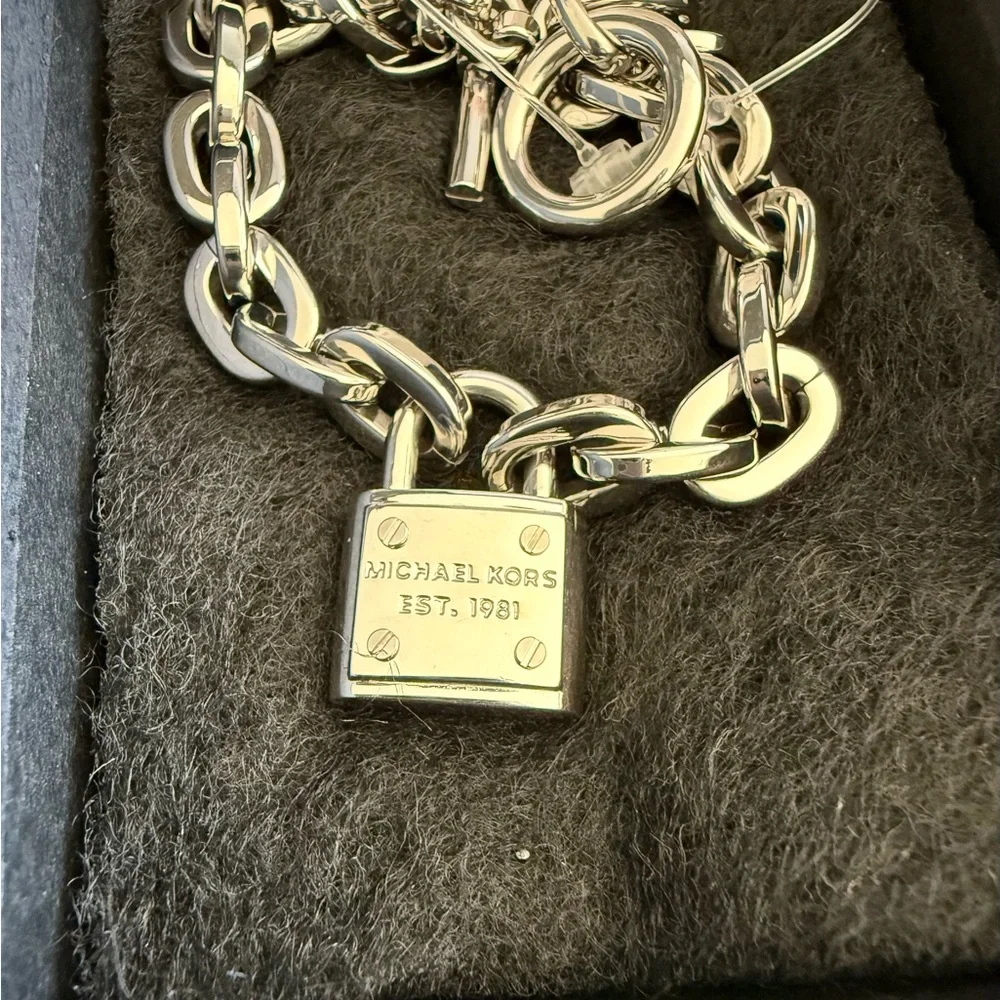 Michael Kors Silver-Tone Padlock Chain Bracelet - Picture 2 of 2